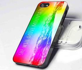 she will move montains rainbow iphone 4/4s Case